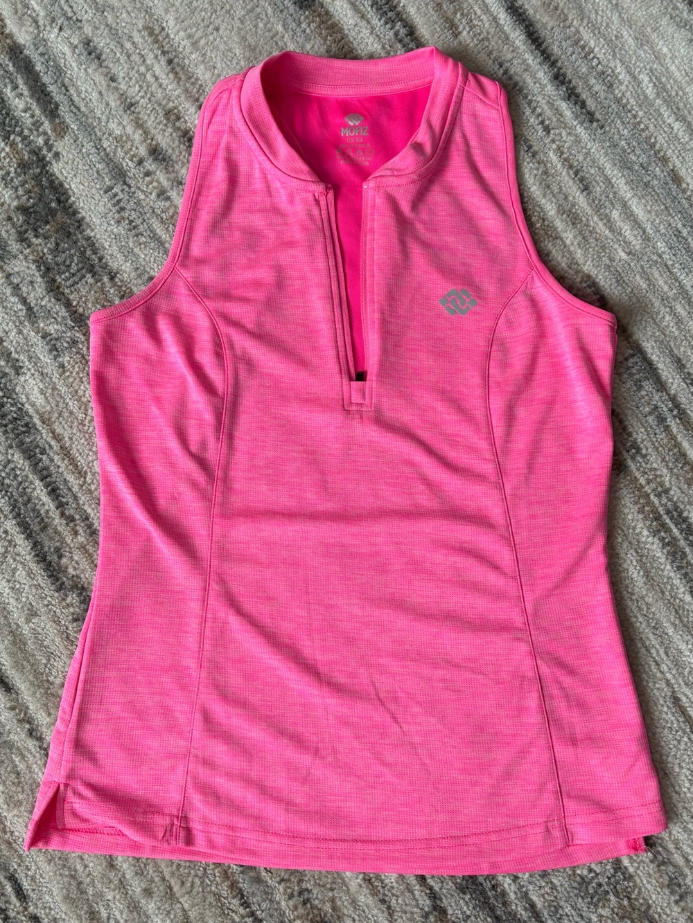 Mofiz XS Women's Quarter Zip Golf Pickelball Polo Hot Pink Sleeveless Tank Top